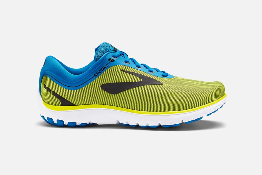 Brooks PureFlow 7 Mens Australia - Road Running Shoes - Yellow/Blue/Black (761-QKXPB)